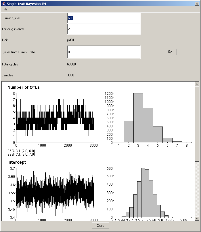 Bayesian-interval-mapping options dialog